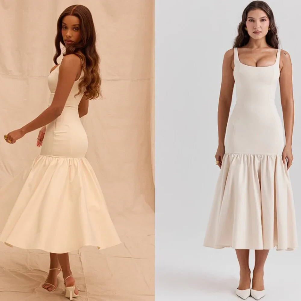 House Of Cb Amore Dropped-waist Woven Maxi Dress - Vintage Cream